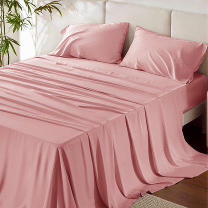 Bedsure King Size Sheet Set, Cooling Sheets King, Deep Pocket Up to 16", Hotel Luxury Silky Bedding Sheets & Pillowcases