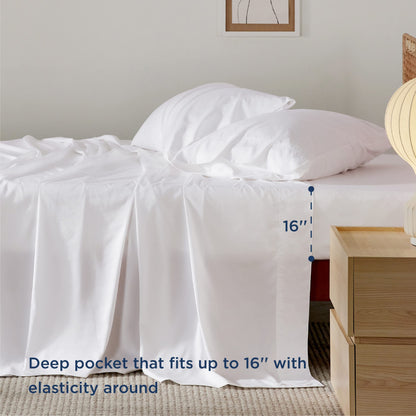 Bedsure King Size Sheet Set, Cooling Sheets King, Deep Pocket Up to 16", Hotel Luxury Silky Bedding Sheets & Pillowcases