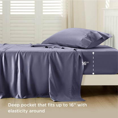 Bedsure King Size Sheet Set, Cooling Sheets King, Deep Pocket Up to 16", Hotel Luxury Silky Bedding Sheets & Pillowcases