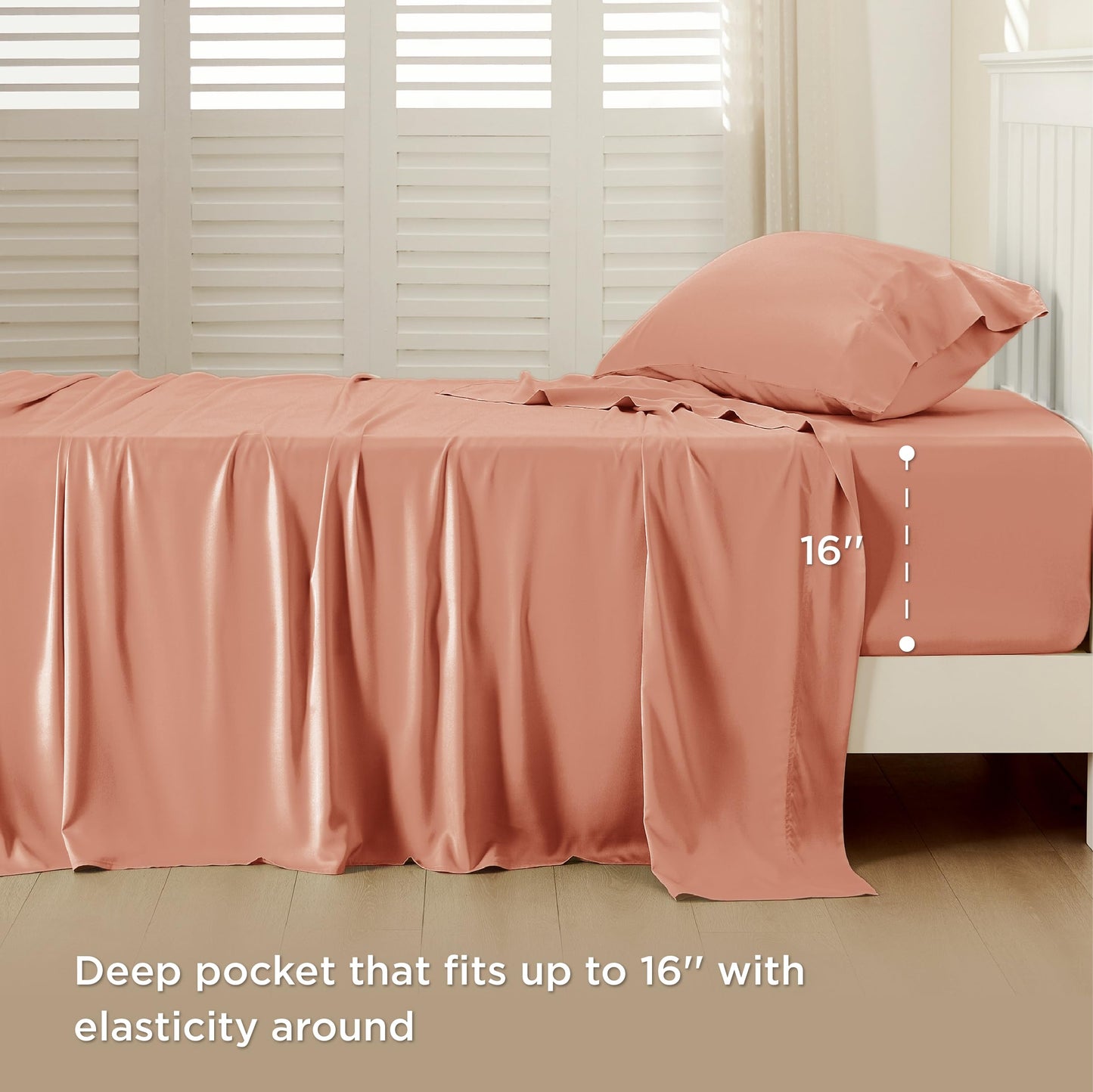 Bedsure King Size Sheet Set, Cooling Sheets King, Deep Pocket Up to 16", Hotel Luxury Silky Bedding Sheets & Pillowcases