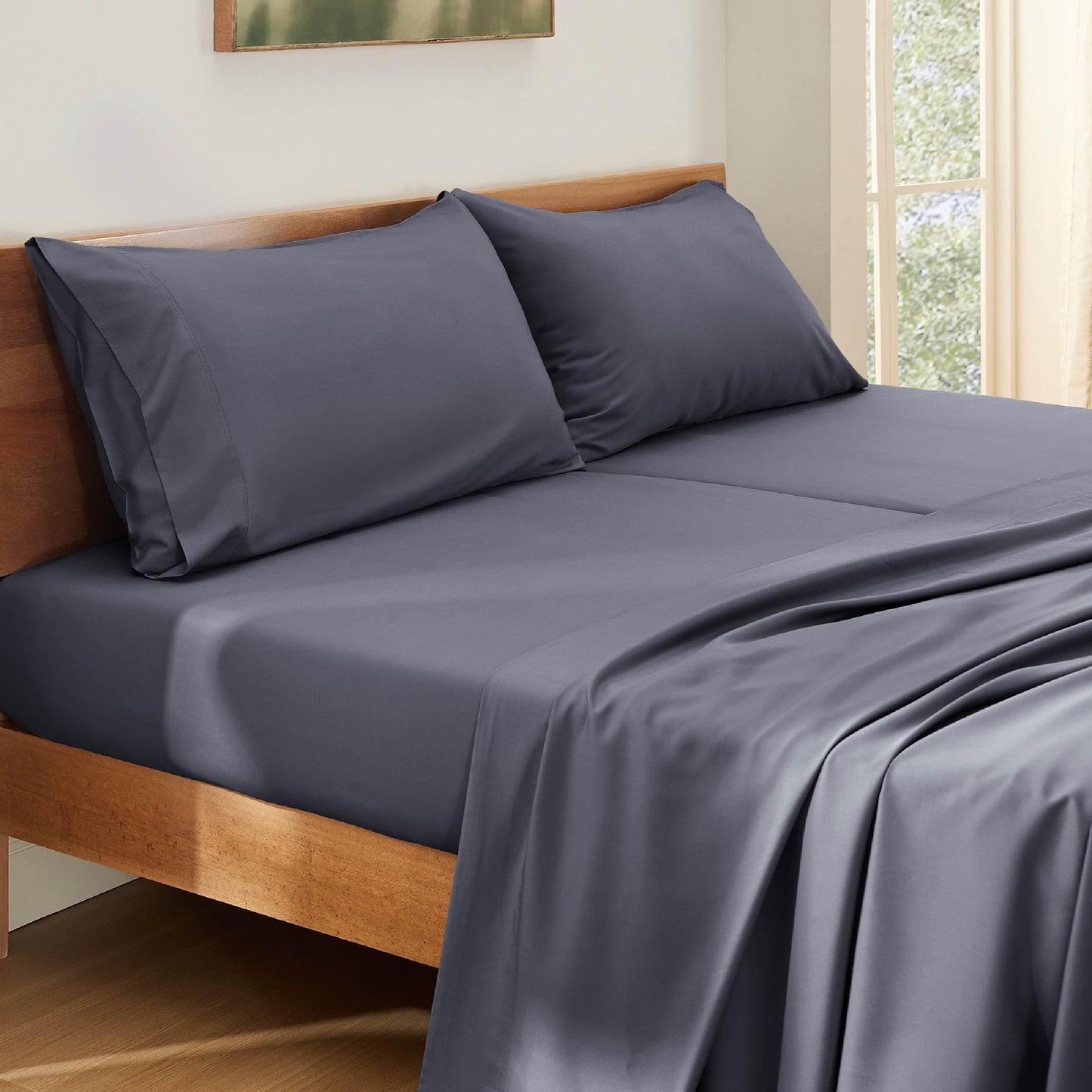 Bedsure King Size Sheet Set, Cooling Sheets King, Deep Pocket Up to 16", Hotel Luxury Silky Bedding Sheets & Pillowcases