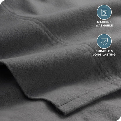 Bare Home Flannel Sheet Set 100% Cotton, Velvety Soft Heavyweight - Double Brushed Flannel - Deep Pocket (Split King, Grey)