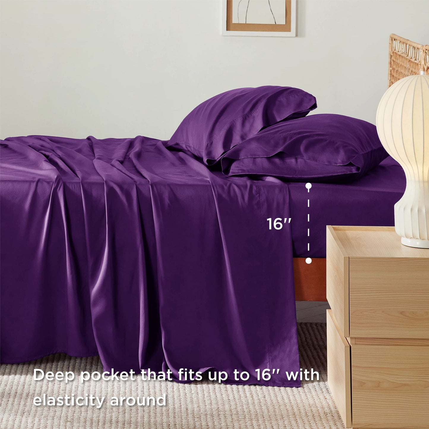 Bedsure King Size Sheet Set, Cooling Sheets King, Deep Pocket Up to 16", Hotel Luxury Silky Bedding Sheets & Pillowcases