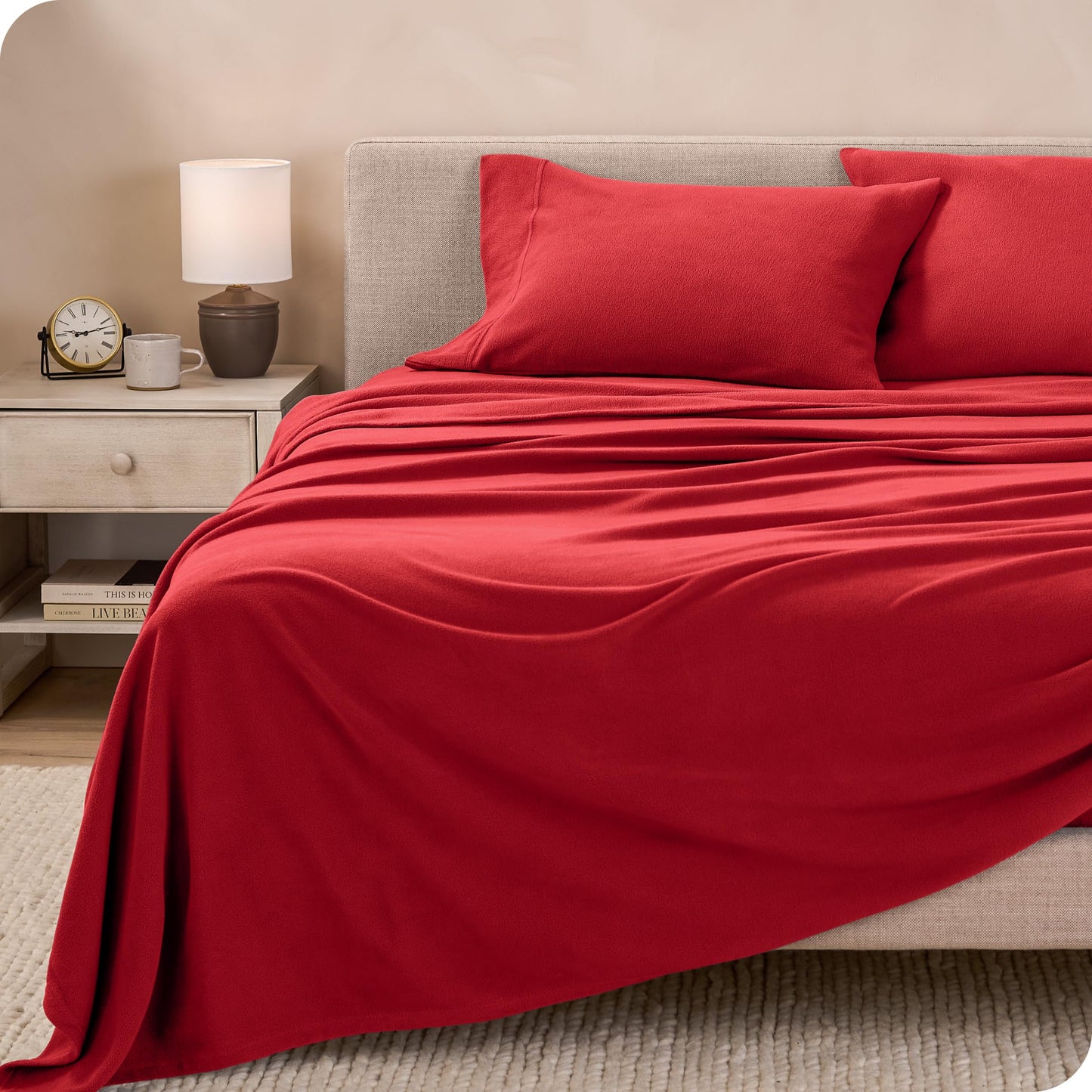 Bare Home Super Soft Fleece Sheet Set - Split Head Flex King Size - Extra Plush Polar Fleece, No-Pilling Bed Sheets - All Season Cozy Warmth