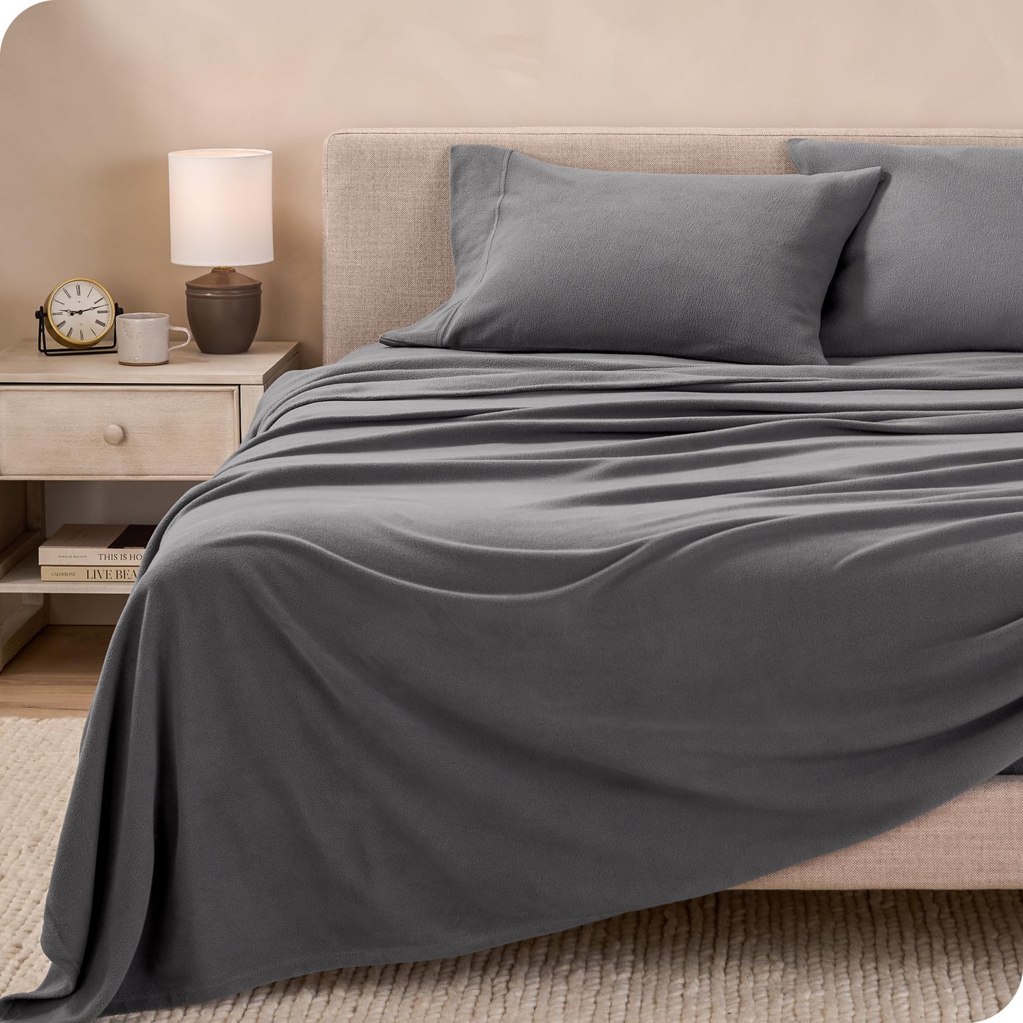 Bare Home Super Soft Fleece Sheet Set - Split Head Flex King Size - Extra Plush Polar Fleece, No-Pilling Bed Sheets - All Season Cozy Warmth