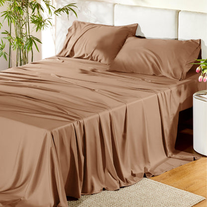 Bedsure King Size Sheet Set, Cooling Sheets King, Deep Pocket Up to 16", Hotel Luxury Silky Bedding Sheets & Pillowcases