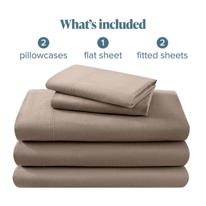 Bare Home Flannel Sheet Set 100% Cotton, Velvety Soft Heavyweight - Double Brushed Flannel - Deep Pocket (Split King, Grey)