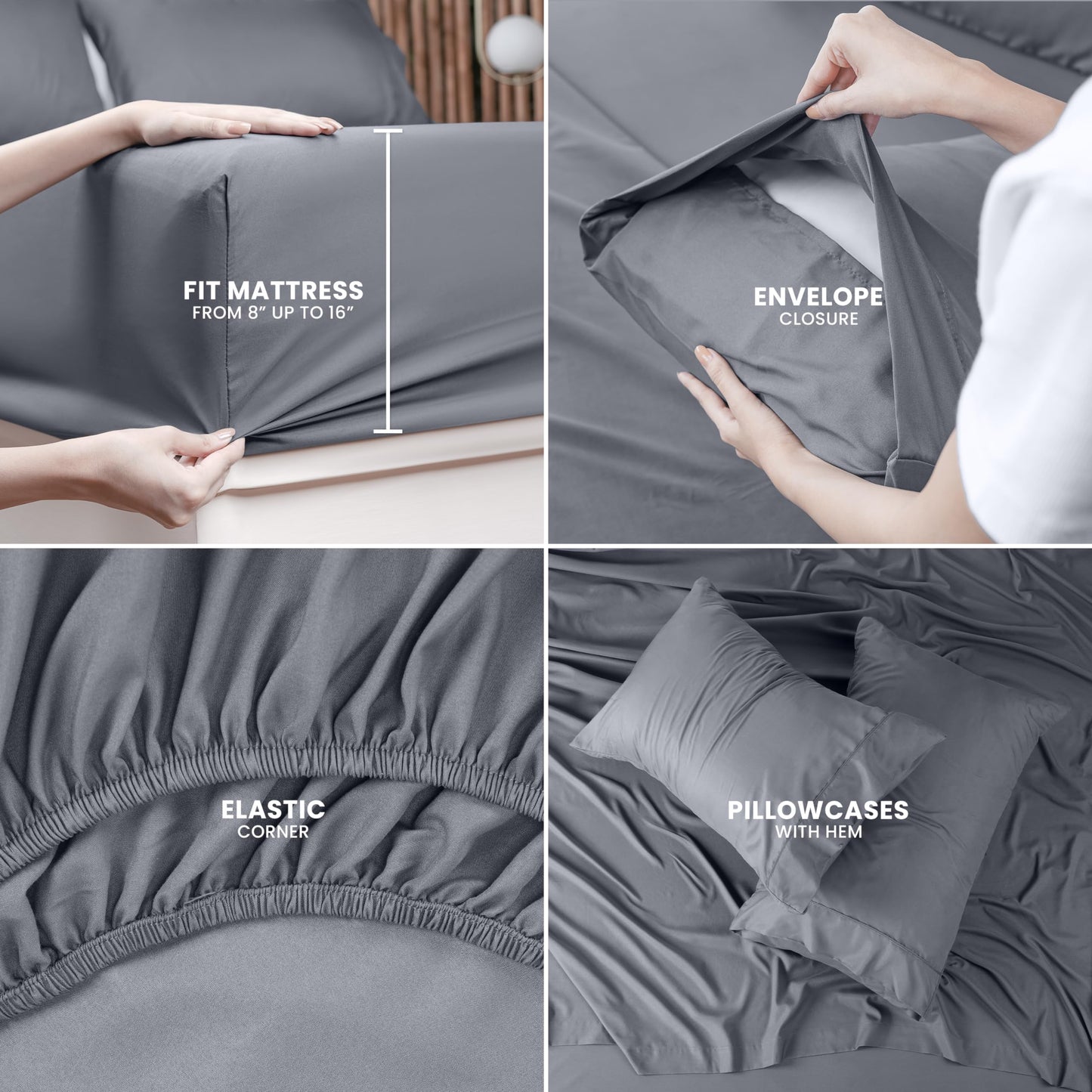 Utopia Bedding Queen Bed Sheets Set - 4 Piece Bedding - Brushed Microfiber - Shrinkage and Fade Resistant - Easy Care