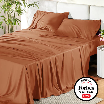 Bedsure King Size Sheet Set, Cooling Sheets King, Deep Pocket Up to 16", Hotel Luxury Silky Bedding Sheets & Pillowcases