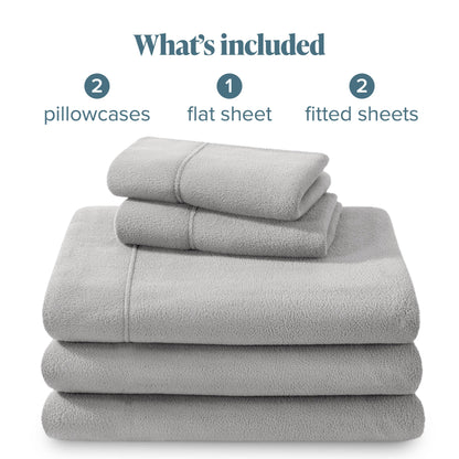 Bare Home Super Soft Fleece Sheet Set - Split Head Flex King Size - Extra Plush Polar Fleece, No-Pilling Bed Sheets - All Season Cozy Warmth