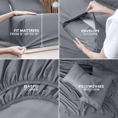 Utopia Bedding Queen Bed Sheets Set - 4 Piece Bedding - Brushed Microfiber - Shrinkage and Fade Resistant - Easy Care